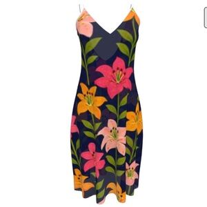 Floral Retro Lily Flower Garden Sleeveless Midi Colorful Dress Kentucky Oaks